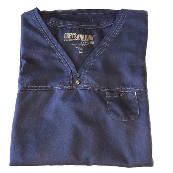 Grey's Anatomy Tops - Nurse's Scrub Top Dark Blue Grey's Anatomy Barco 3 Pocket V Neck Size M